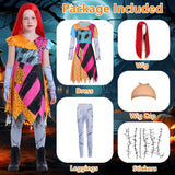 jiobabe Sally Costume Kids Doll Princess Costume Girls Patch Sally Dress Toddler Halloween Costumes Nightmare Cosplay Christmas Dress-up Set with Wig Tattoo Stickers GR044M