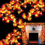 TURNMEON 6 Pack Fall Decor Enlarged Maples Leafed Garland, 60Ft 120LED Halloween Fall Decorations for Home Fall Lights Garland, Battery Operated Waterproof Thanksgiving Decor Indoor Outdoor Christmas