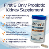 Renadyl Kidney Probiotic Supplement | Urea, Creatinine, & Uric Acid Support | 45 Billion CFUs | Clinically Tested, Non-GMO, & Made in USA, 180 Capsules (3 Bottles, 3 Month Supply)