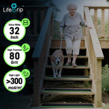 LifeGrip Anti Slip Traction Treads 10 Pack, 6"x32" with Glow in Dark Stripe, Best Grip Tape Grit Non Slip, Outdoor Non Skid Tape, High Traction Friction Abrasive Adhesive for Stairs Step