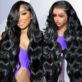 32 Inch Body Wave Lace Front Wigs Human Hair Pre Plucked With Bleached Knots 13x6 HD Lace Frontal Human Hair Wigs 200 Density Natural Color Human Hair Wig