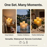 Enido Flameless Candles Led Candles Pack of 12 Battery Candles (D2.15'' x H4''5''6'') Waterproof Outdoor Indoor Candles with 10-Key Remotes and Cycling 24 Hours Timer (Plastic)