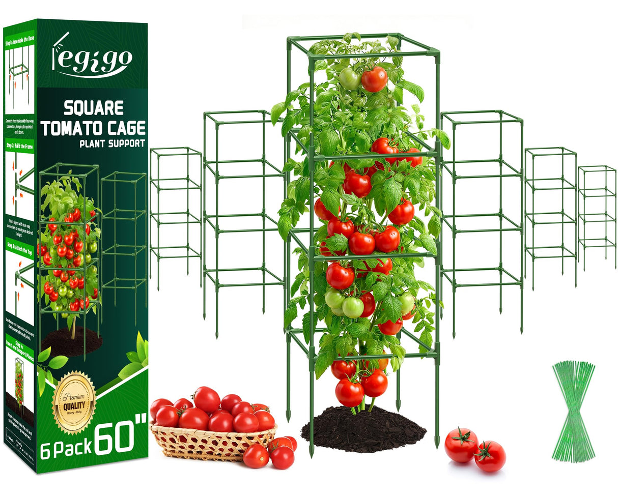 Legigo 6 Pack 60 Inch Tomato Cages for Garden, Heavy Duty Tomato Trellis