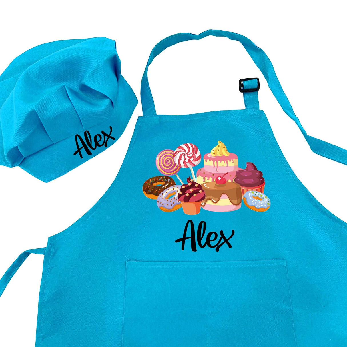 7th Hill Personalized Kids Apron for Cooking, Custom Kid Apron with Chef Hat, Toddler Cooking Apron for Girls and Boys, Baking & Painting Apron, Christmas Gift For Children