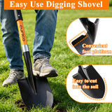 Cyrico 28 Inch Shovel for Digging, Heavy Duty Round Point Garden Shovel with D-Handle Fiberglass Handle, Portable Small Shovel for Gardening Landscaping Camping Snow Removal Beach Car Emergency Tool