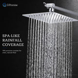 G-Promise All Metal 8 Inch Dual Square Shower Head with Handheld Spray Combo, Rain Shower Head, Adjustable Extension Arm, Smooth 3-Way Diverter, 71 Inch Extra Long Hose - A Bathroom Upgrade (Chrome)