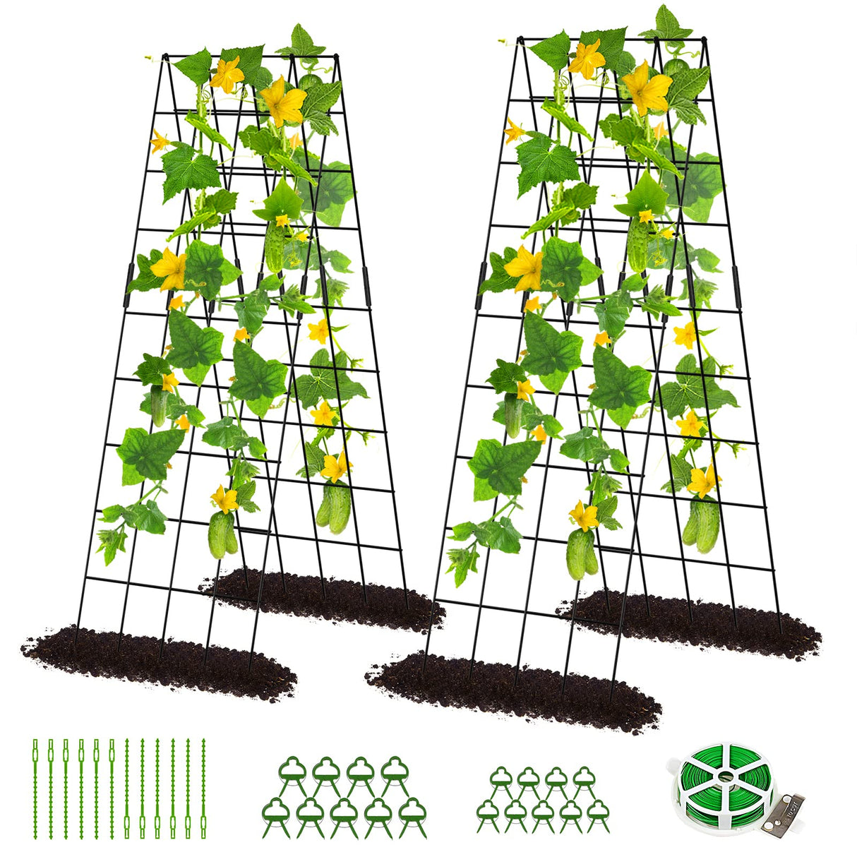 DoCred 59" H Cucumber Trellis, 2 Pack Foldable A Frame Garden Trellis