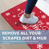 LuxUrux Premium Christmas Door Mat Outdoor - Elegant Coir Holiday Door Mat, Absorbent and Non-Slip for Outdoor Entrances Front Door (17'' x 30'' Merry Christmas.)