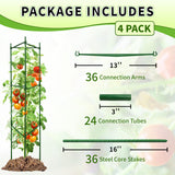 TCBWFY 4-Pack 48-Inch Adjustable Tomato Cages, Heavy-Duty Metal Plant Support Trellis for Garden and Pots, DIY Tomato Stakes, Height Adjustable 16 to 192 Inches