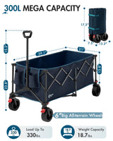 Portal Ultra Compact Folding Wagon Cart with Brakes, 300L Large Cart