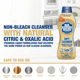 Bar Keepers Friend Soft Cleanser Liquid (2 x 26 oz) Plus Dish Fish Sponge - Multipurpose Cleaner & Rust Stain Remover for Stainless Steel, Porcelain, Ceramic Tile, Copper, Brass & More