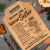 Milcier Gifts for Sister, Sister Birthday Gifts, Recipe for A Special Sister Cutting Board, Sisters Gifts from Sister, Mothers Day Christmas Gifts for Sister Sister Adult
