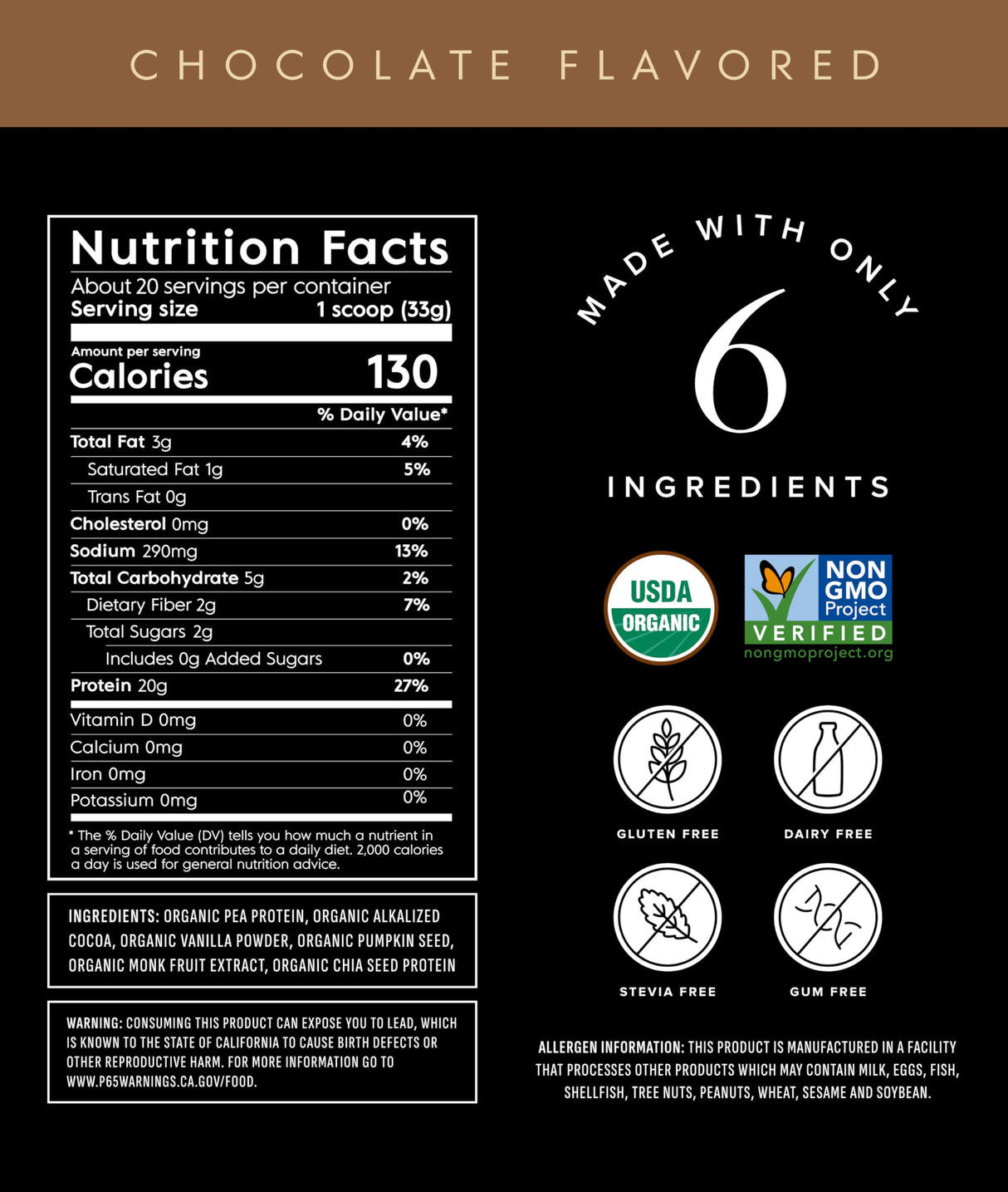 Truvani Vegan Pea Protein Powder | Chocolate | 20g Organic Plant Based Protein | 20 Servings | Keto | Gluten & Dairy Free | Low Carb | No Added Sugar