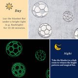 Wajade Soccer Gifts Toys for Boys Girls - Glow in The Dark Soccer Blanket Birthday Christmas Decor for Kids Age 3 4 5 6 7 8 9 10 11 12 Years Old Teens Child Toddler Throw Light Grey 60"x80"