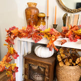 CQURE 9 Pack Fall Leaf Garland, Total 53.1Ft Artificial Fall Vines Autumn Garland Fall Maple Leaves Thanksgiving Decor for Home Wedding Fireplace Christmas