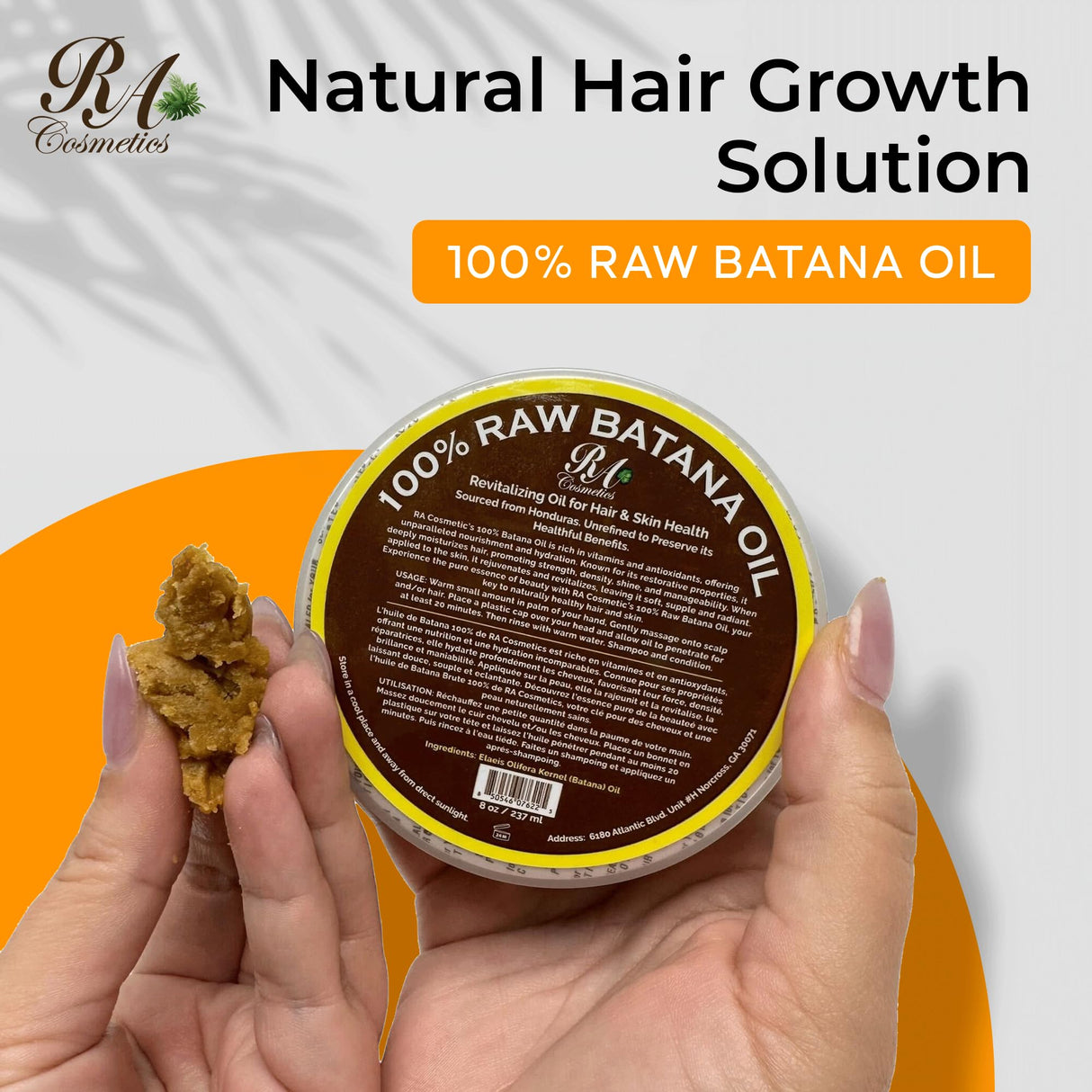 2 Pack RA Cosmetics 100% Natural Unrefined Batana Hair Oil for Healthy Hair, 16 oz | Nourishing Hair Moisturizer for Damaged Hair Repair| Strengthening and Nourishing Hair Conditioner - Sourced from Honduras