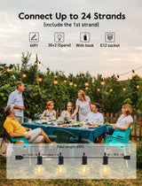 Outdoor String Lights 60 Feet G40 Globe Patio Lights with 32 Edison Shatterproof Bulbs(2 Spare), Waterproof Connectable Hanging Christmas Light for Backyard Porch Balcony Party Xmas Decor