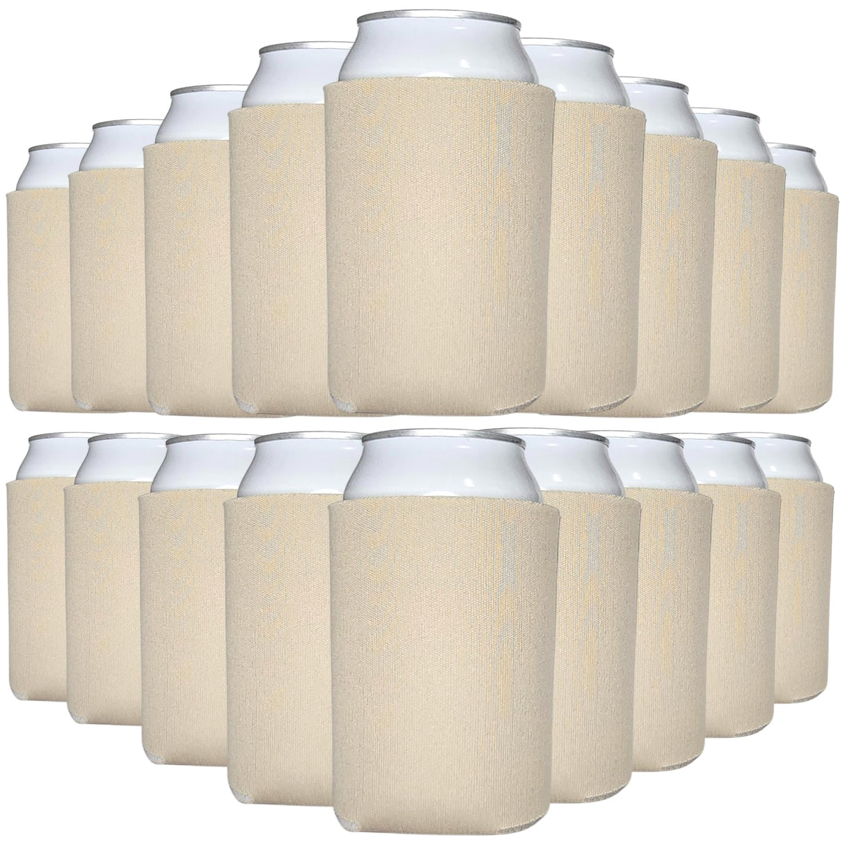TahoeBay Blank Can Cooler Sleeves in Bulk, 12 oz, 25-Pack, Champagne Beige