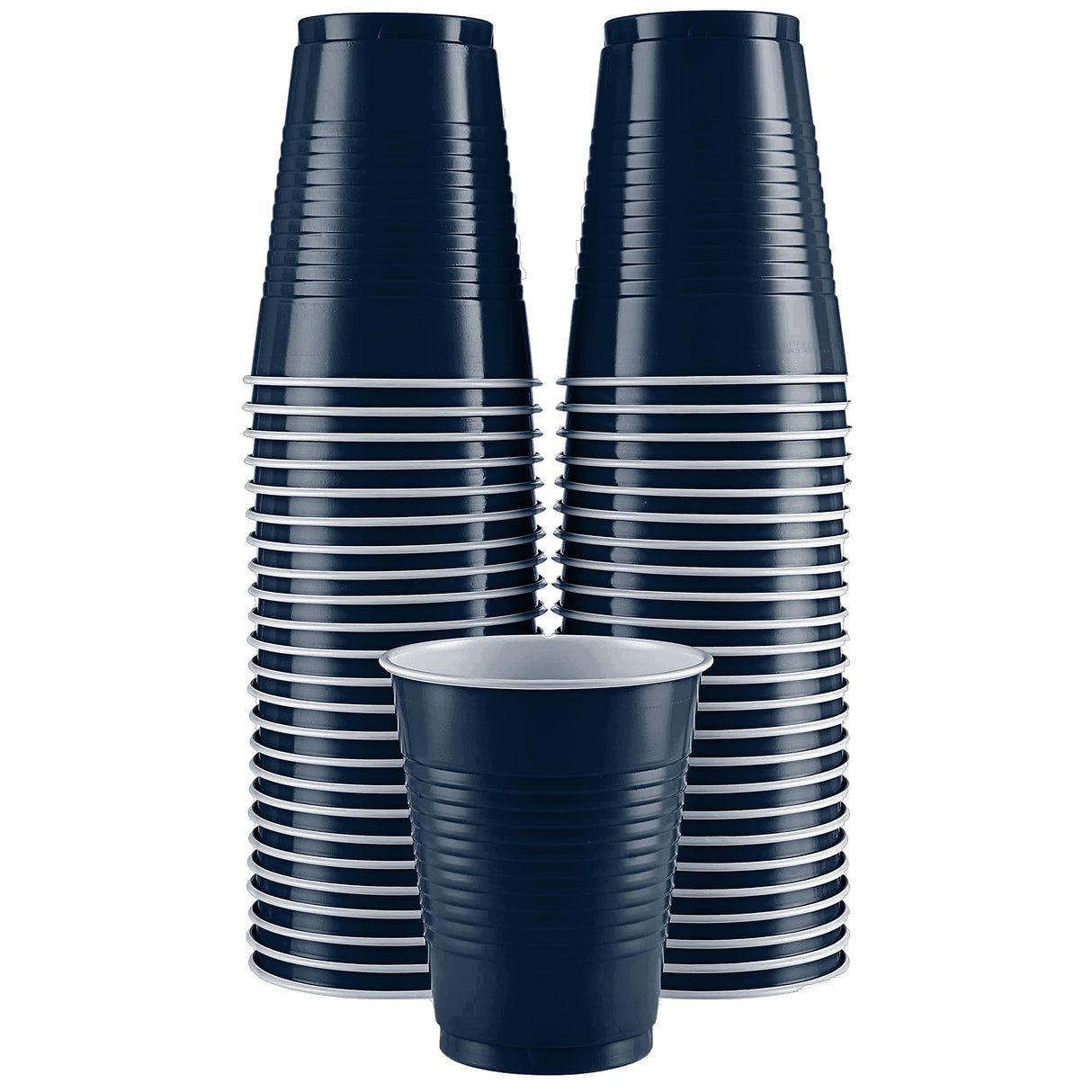 Amcrate Disposable Cups, Navy 18-Ounce Plastic Party Cups, Strong and Sturdy for Wedding, Christmas, Halloween, 50 Pack
