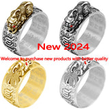 HJ HUAJ 990 Silver Feng Shui PiXiu Adjustable Ring MANI Mantra Protection Wealth Ring