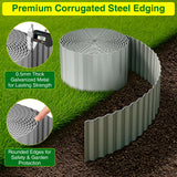 MIXC Corrugated Metal Garden Edging, Landscape Border for Lawn, Flower Bed & Paver (Silver, 8 Inch × 25FT)