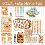 Capybara Stationery Gift Set for Kids,28 Pcs Cute School Supplies Kit with Pencil Case,Notebook,Stickers – Practical and Fun Christmas, Easter or Birthday Gift Ideas for 6–12 Years Old Girls & Boys