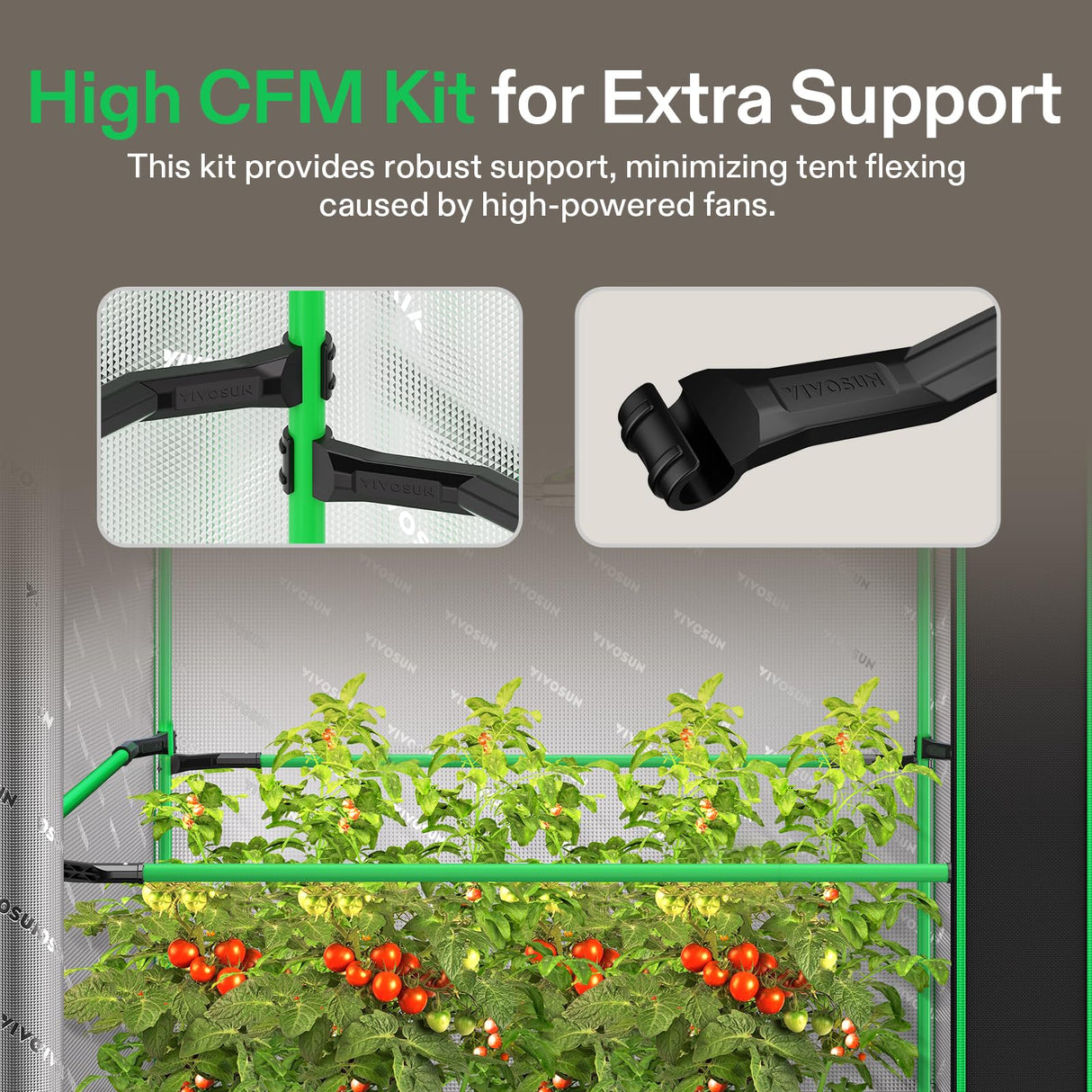 VIVOSUN PRO Grow Tent 2x4x6 Indoor Grow Tents 24"x48"x 72" Thick 1 inch Poles High Reflective Mylar Oxford Fabric Extra Hanging Bars & High CFM Kit for Hydroponics Indoor Plant