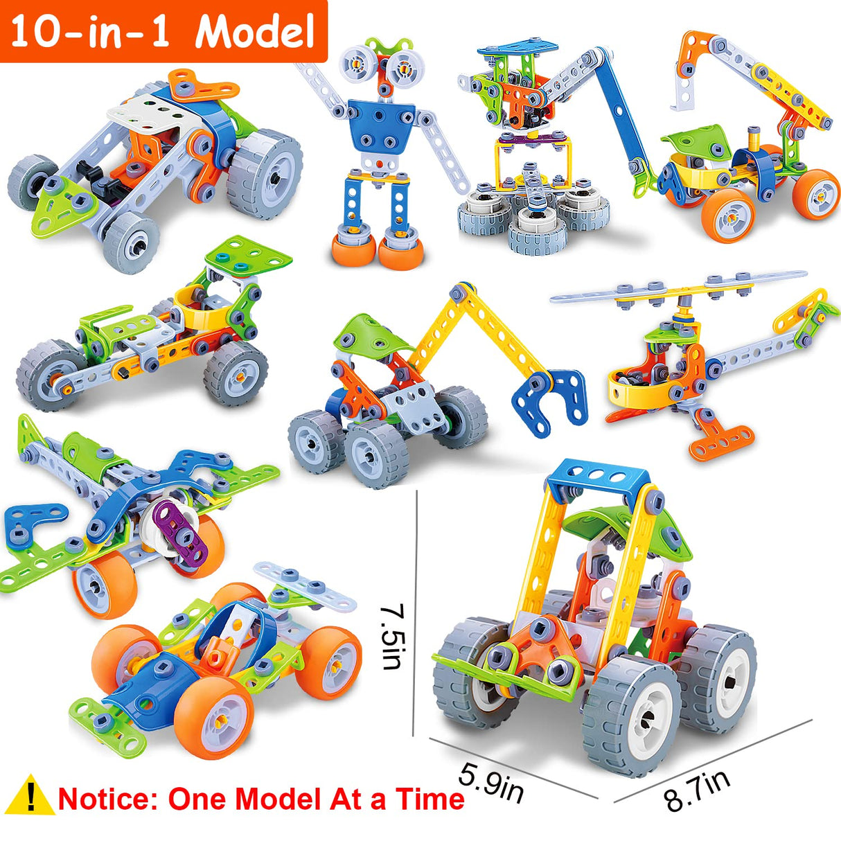 10 in 1 STEM Toys for 4 5 6 7 8+ Year Old Boy Girl Birthday Gifts Building Toys for Kids Ages 4-8 5-7 6-8 Preschool Educational Stem Activities for Boys 3-5 4-6 8-10 Creative Games Christmas Idea Gift