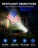 HGGH Solar Lights Outdoor Waterproof IP67, 60 LED 3 Lighting Modes Solar Spot Lights Outdoor for Yard Garden Pathway Landscape, Auto On/Off, Function 2 in 1(Cool White, 4 Pack)
