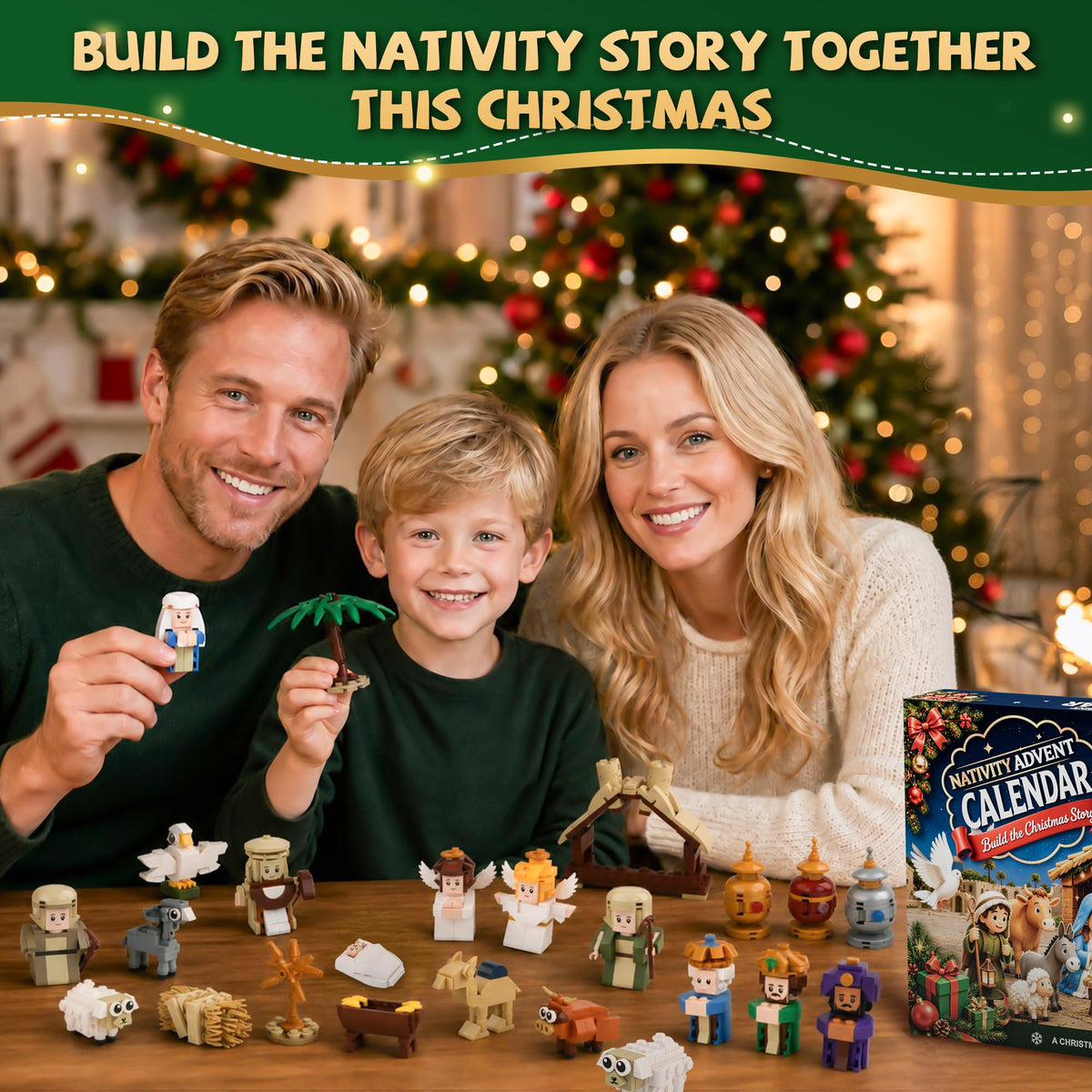 Nativity Advent Calendar 2026 for Kids, 24-Day Christmas Building Block Set