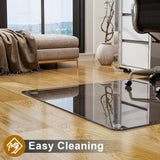 GLSLAND Office Chair Mat, 36" x 46" Grey Tempered Glass Floor Mat for Office Chair on Carpet, 1/5" Thick Computer Floor Mat with 4 Anti-Slip Pads
