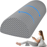 TranquilRelax Knee Pillow for Back Sleeping Memory Foam Half Moon Bolster Pillow for Legs, Under Knee Support, Ankle & Foot Comfort Orthopedic Pillow for Side Sleepers (Grey, 20.4" x 8" x 4.9")