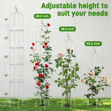 6ft Garden Obelisk Trellis for Climbing Plants-Rustproof Metal Pipe with Heavy Duty Plastic Coated, Garden Outdoor Indoor Potted Plant Support for Clematis Vine Jasmine Support （White）