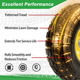 LTNICER 10" Solid Rubber Tires and Yellow Wheels 4.10/3.50-4 (10 x 3.5) Flat Free Tire with 5/8" Bearings,Heavy-Duty Replacement Tire For Gorilla Carts,Wagon,Wheelbarrow,Garden cart(2 Pack)