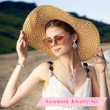 Highergo 8 Pcs Jewelry Sets Women Necklace Earrings Bracelet,Colorful