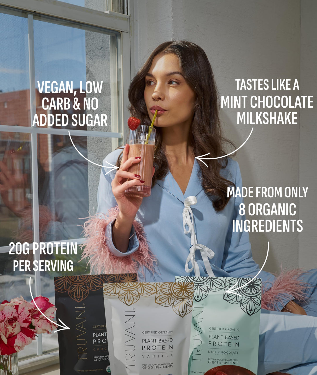 Truvani Vegan Pea Protein Powder | Mint Chocolate | 20g Organic Plant Based Protein Per Serving | 10 Servings | Keto | Gluten & Dairy Free | Low Carb | No Added Sugar