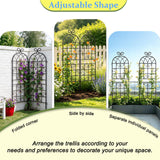 Lorenzo 2 Pcs 70 x 20 Inch Rustic Iron Garden Trellis for Climbing Plants Outdoor, Black Metal Arch Decoration Plant Supporting Perfect for Roses Flower Cucumbers Courtyards Lawns Clematis