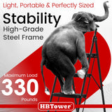 HBTower 4 Step Ladder, Step Stool Foldable with Wide Anti-Slip Pedal, Sturdy Steel Ladders for Home Adults Kitchen