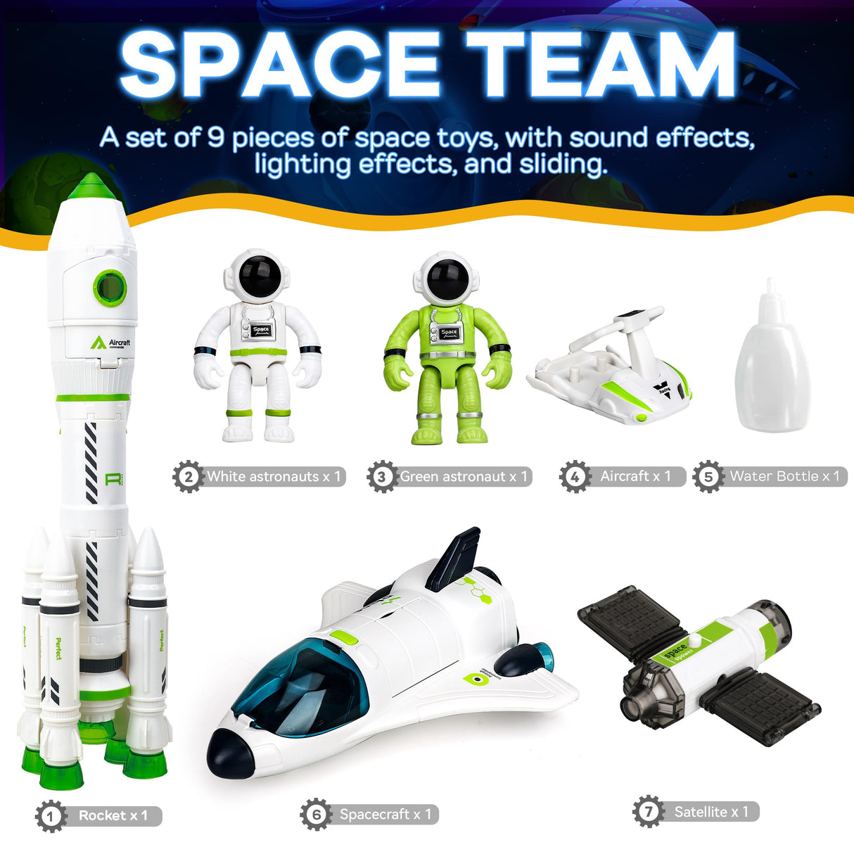 TOY Life Space Toy Rocket Toys for Kid Shuttle with Astronaut Spaceship Planet Stem with Christmas Spaces Station for Boy 3 4 5 6 7 8, Gift for Age 3+