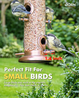 iBorn Bird Feeders for Outdoors 14" 6 Ports Chew-Resistant, Copper, 1PK