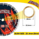 ORIXTREME 14 Inch Diamond Concrete Saw Blade, Segmented General Purpose Blade Dry/Wet Cutting Concrete, Reinforced Concrete, Masonry, Brick, Block,1"-20mm Arbor