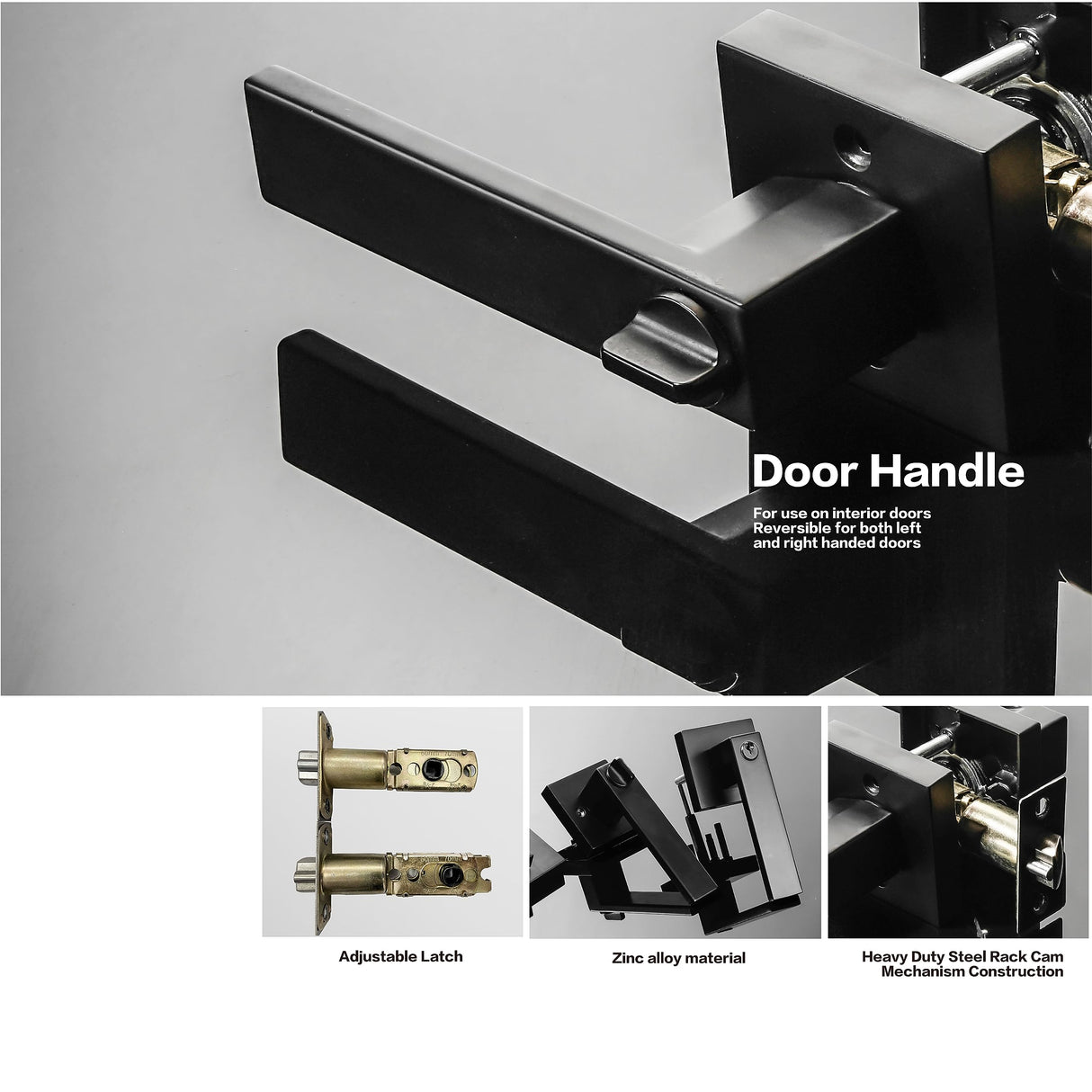 Exterior Door Lock Set,Combo Lock-Heavy Duty Black Door Handle and Single Cylinder Deadbolt Lock,Keyed Alike Door Locks for Front Door(Matte Black,2Pack Set)