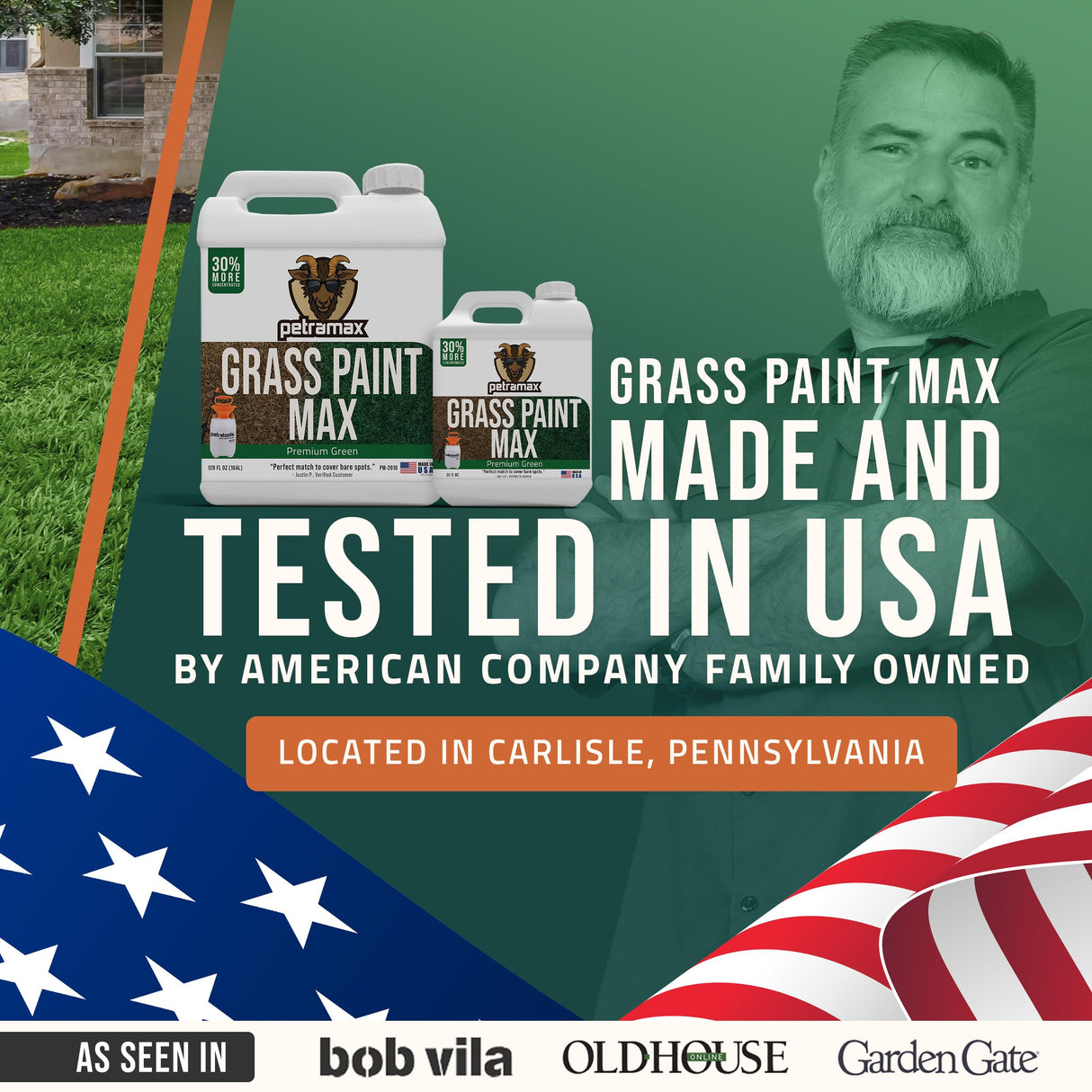 PetraMax Max Grass Paint for Lawn - Maintain Perfect Green Grass, Spray for Lawn & Shrubs Green Spray, Paint Pair with Petra Sprayers - Touch up Dog Spots - Non-Toxic Safe for Pets (Premium, 1 Gal)