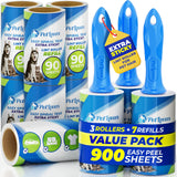 PetLovers Extra Sticky Lint Roller Mega Value Set 900 Sheets for Pet Hair Removal and Clothes, Dog and Cat Lint Remover, 10 Pack