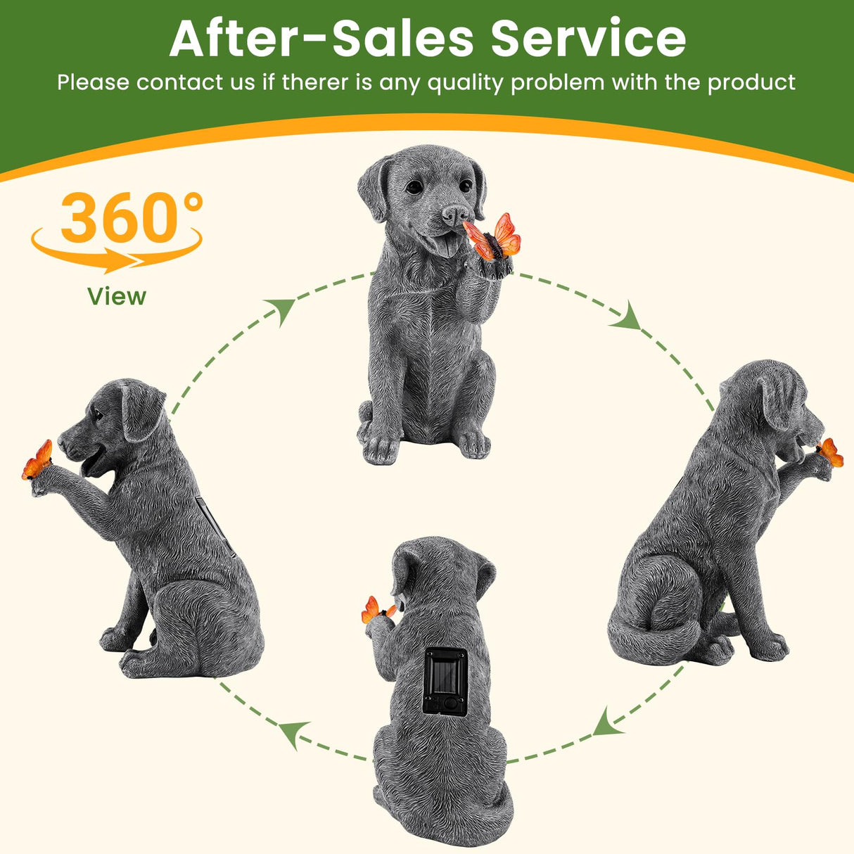 Solar Garden Statues Outdoor Decor, Garden Decor Dog Statue for Outside