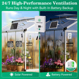 SHENVITASO Solar Powered Exhaust Fan with Battery, 25W Solar Panel Dual 5.5 Inch Fans, 450 CFM IPX7 Waterproof Solar Ventilation Fan Kit for Chicken Coop, Greenhouse, Shed, Garage, Dog House