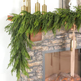 Real Touch Christmas Norfolk Pine Garland - 9ft Artificial Christmas Garland Fake Pine Needles Faux Green Garland for Fireplace,Table,Window,Stairs,Mante,Holiday Indoor Outdoor Xmas Decor(1PCS)