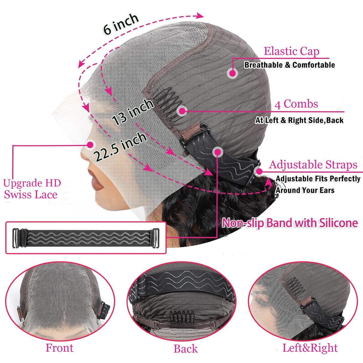 KVFCT 30 Inch Deep Wave Lace Front Wigs Human Hair 13x6 HD Transparent Deep Wave Lace Front Wigs for Women 200% Density Deep Curly Human Hair Wigs Pre Plcked Deep Wave Frontal Wigs with Baby Hair
