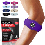 Sleeve Stars Tennis Elbow Brace for Men & Women, Tendonitis Elbow Brace & Strap Golfers Elbow Brace Counterforce Band for Tendon Pain Relief & Support for Forearm w/ 3 Straps Fits 9-23" (Single) (1, Dark Purple, One Size)