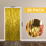 20 Pack Foil Curtain Backdrop Gold Metallic Tinsel Foil Fringe Curtains Photo Booth Props for Birthday Wedding Engagement Baby Shower Bachelorette Christmas Holiday Celebration Party Decorations